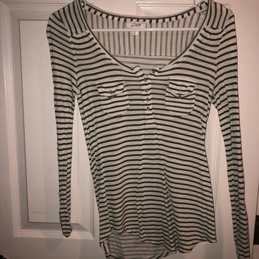 Green and white long sleeve shirt
